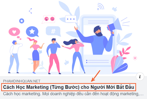 Thẻ tiêu đề hiển thị trên khi được chia sẻ trên Facebook