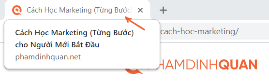 Thẻ tiêu đề hiển thị trong tab trình duyệt